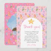 Invitation Merci photo de l'anniversaire de la Sirène (Devant / Derrière)