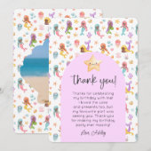 Invitation Merci photo de l'anniversaire de la Sirène (Devant / Derrière)