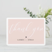 Invitation MERCI photo mariage élégant noir rose pâle (Debout devant)