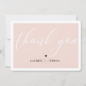 Invitation MERCI photo mariage élégant noir rose pâle (Devant)