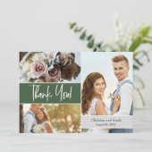 Invitation Merci photo Mariage vert personnalisé (Debout devant)