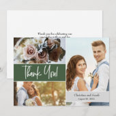 Invitation Merci photo Mariage vert personnalisé (Devant / Derrière)