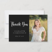 Invitation Merci photo moderne Black White Graduation (Devant)
