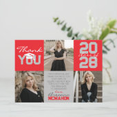 Invitation Merci photo Red & Silver Grey 3 (Debout devant)