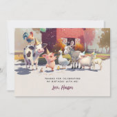 Invitation Merci pour célébrer notre fête des animaux de ferm (Devant)