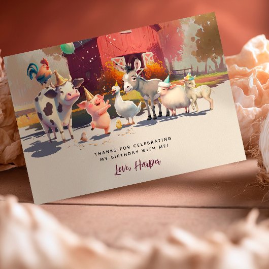 Invitation Merci pour célébrer notre fête des animaux de ferm