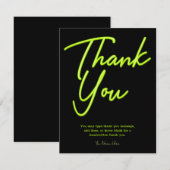 Invitation Merci pour la lueur vert lime néon (Devant / Derrière)