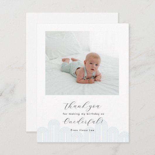 Invitation Merci pour la photo du premier anniversaire Dol co (Devant / Derrière)