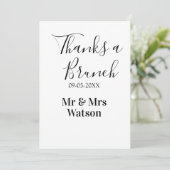 Invitation Merci pour un brunch après mariage nom date simple (Debout devant)