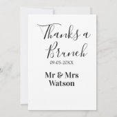 Invitation Merci pour un brunch après mariage nom date simple (Dos)