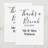 Invitation Merci pour un brunch après mariage nom date simple (Devant / Derrière)