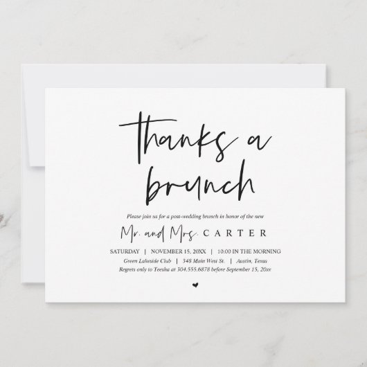 Invitation Merci pour un brunch, célébration après mariage (Devant)