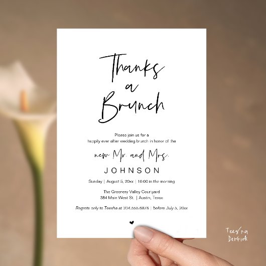 Invitation Merci pour un brunch, Célébration de mariage post-