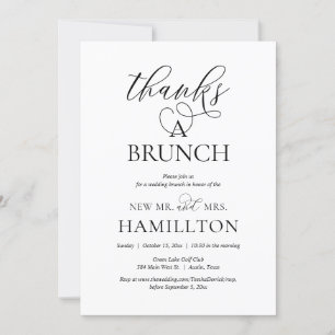 Invitation Merci pour un Brunch, Fête de Fuite de Noces