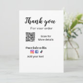 Invitation Merci pour votre commande ajouter q r coordonnées (Debout devant)