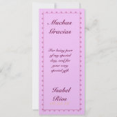 Invitation Merci Quinceanera CUSTOM avec Roses roses roses (Dos)