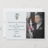 Invitation Merci Religieux Photo Boy Botanical Cross (Devant)