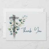 Invitation Merci Religieux Photo Boy Botanical Cross (Dos)