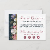 Invitation Merci Rococo Damask & Elegant Floral Card (Dos)