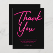 Invitation Merci rose néon (Devant / Derrière)