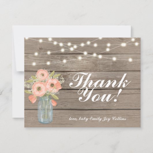 Invitation Merci Rustique Chaîne Lumière Note (Devant)