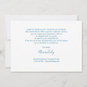 Invitation Merci Script Business Insert Card Logo Bleu (Dos)