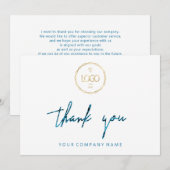 Invitation Merci Script Business Insert Card Logo Bleu (Devant / Derrière)