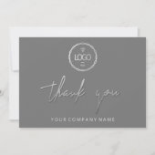 Invitation Merci Script Business Insert Card Logo Gris (Devant)