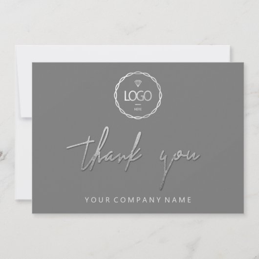 Invitation Merci Script Business Insert Card Logo Gris (Devant)