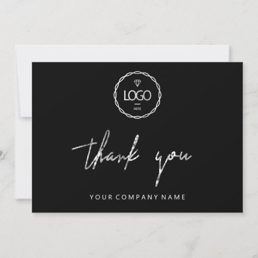 Invitation Merci Script Business Insert Card Logo noir (Devant)