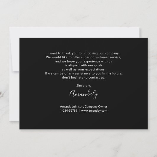 Invitation Merci Script Business Insert Card Logo noir (Dos)