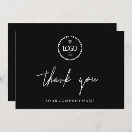 Invitation Merci Script Business Insert Card Logo noir (Devant / Derrière)