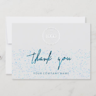 Invitation Merci Script Business Insert Logo Blue Grey
