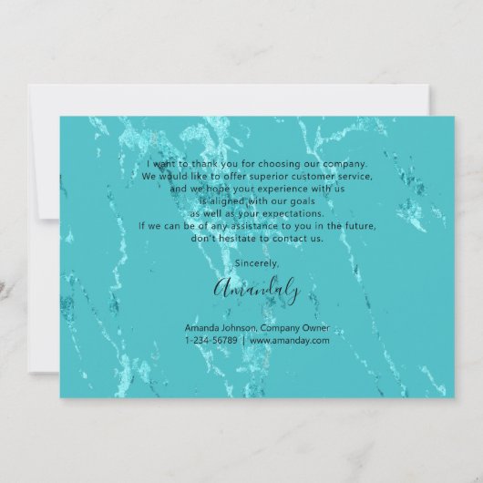 Invitation Merci Script Logo de l'entreprise Marble Strokes A (Dos)