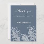 Invitation Merci simple en dentelle blanche bleue mauve (Devant)