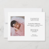 Invitation Merci simple Script Baby Girl 2 Photos (Dos)
