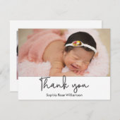 Invitation Merci simple Script Baby Girl 2 Photos (Devant / Derrière)