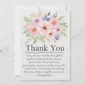 Invitation Merci sincèrement pour le baby shower surprise. (Dos)