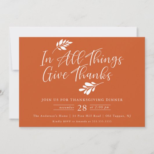 Invitation Merci Thanksgiving Dîner (Devant)