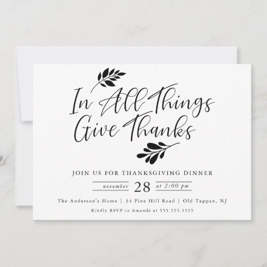 Invitation Merci Thanksgiving Dîner (Devant)