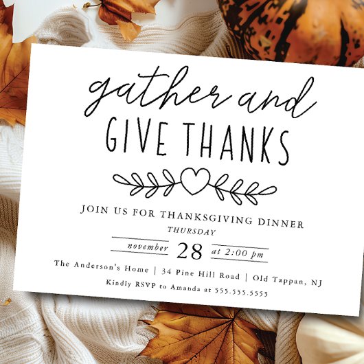 Invitation Merci Thanksgiving Dîner