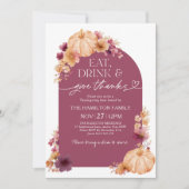 Invitation Merci Thanksgiving Floral Citrouille (Devant)