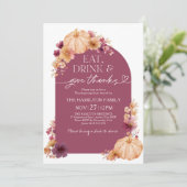 Invitation Merci Thanksgiving Floral Citrouille (Debout devant)