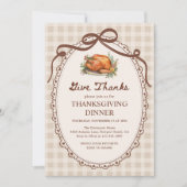 Invitation Merci Turquie En vichy Dîner Thanksgiving (Devant)