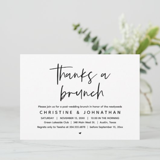 Invitation Merci un brunch, fêter les mariages invitati (Debout devant)