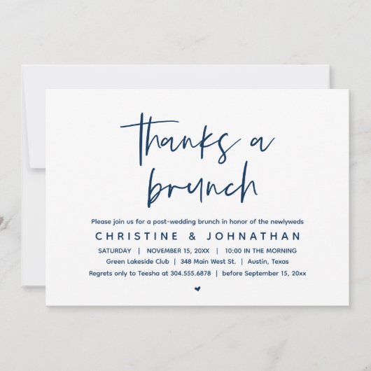 Invitation Merci Un Brunch, La Célébration Du Mariage Moderne (Devant)