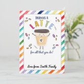 Invitation Merci un porte-carte cadeau en latte violet (Debout devant)