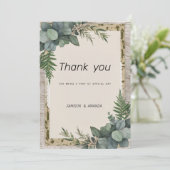 Invitation Merci végétal de l'eucalyptus rustique (Debout devant)