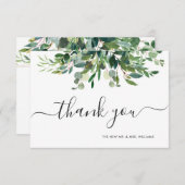 Invitation Merci vert de gomme bleue Eucalyptus (Devant / Derrière)