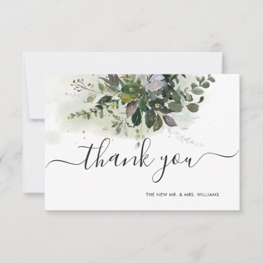 Invitation Merci vert de gomme bleue Eucalyptus (Devant)